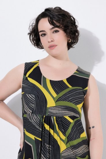 Ulla Popken 852329 Rochie din jerseu în dungi Verde măsliniu - Rochii din jerseu - 