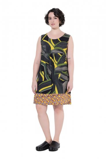 Ulla Popken 852329 Rochie din jerseu în dungi Verde măsliniu - Rochii din jerseu - 