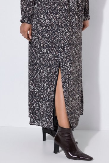 Ulla Popken 852606 Rochie maxi imprimată Neagră - Rochii maxi - Rochii maxi marimi mari