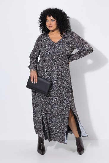 Ulla Popken 852606 Rochie maxi imprimată Neagră - Rochii maxi - Rochii maxi marimi mari