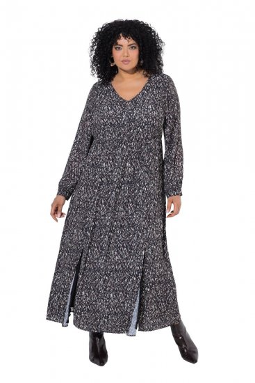 Ulla Popken 852606 Rochie maxi imprimată Neagră - Rochii maxi - Rochii maxi marimi mari