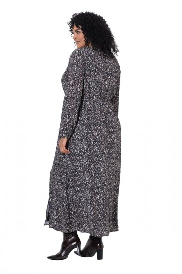 Ulla Popken 852606 Rochie maxi imprimată Neagră - Rochii maxi - Rochii maxi marimi mari