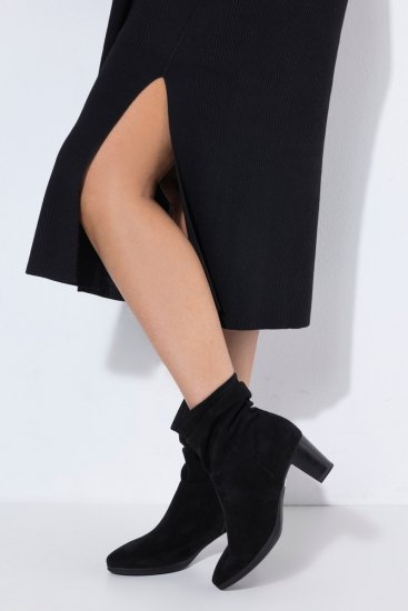 Ulla Popken 852630 Rochie tricotată cu mânecă lungă Neagră - Rochii midi - Rochii midi la marimi mari