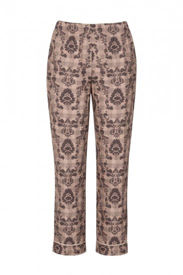 Ulla Popken 852649 Pijama cu model și guler de cămașă Maro - Pijamale/Haine de casă - 