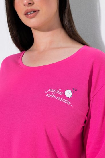 Ulla Popken 852747 Bluză de pijama cu mânecă lungă Roz - Pijamale/Haine de casă - 