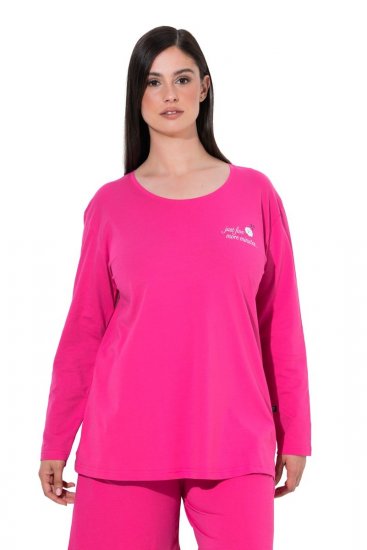 Ulla Popken 852747 Bluză de pijama cu mânecă lungă Roz - Pijamale/Haine de casă - 