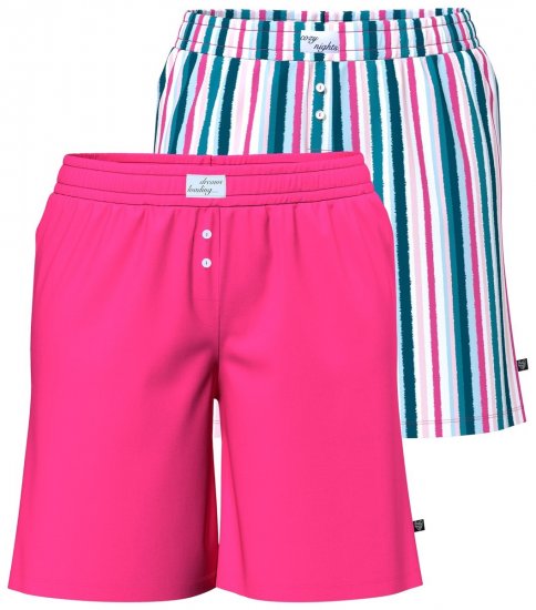 Ulla Popken 852752 Pantaloni scurți de pijama în dungi set de 2 Roz - Pijamale/Haine de casă - 