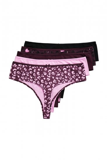 Ulla Popken 852758 Chiloți tanga cu model set de 5 Prună - Chiloți - 