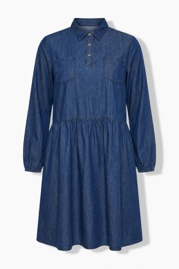 Ulla Popken 852768 Rochie din denim în formă de A cu buzunare Albastru denim - Rochii - Rochii pentru toate mărimile