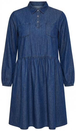 Ulla Popken 852768 Rochie din denim în formă de A cu buzunare Albastru denim - Rochii - Rochii pentru toate mărimile