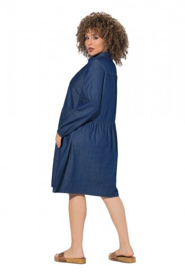 Ulla Popken 852768 Rochie din denim în formă de A cu buzunare Albastru denim - Rochii - Rochii pentru toate mărimile