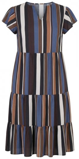 Ulla Popken 852771 Rochie în dungi cu volane Bleumarin - Rochii - Rochii pentru toate mărimile