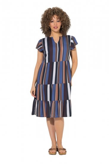 Ulla Popken 852771 Rochie în dungi cu volane Bleumarin - Rochii - Rochii pentru toate mărimile