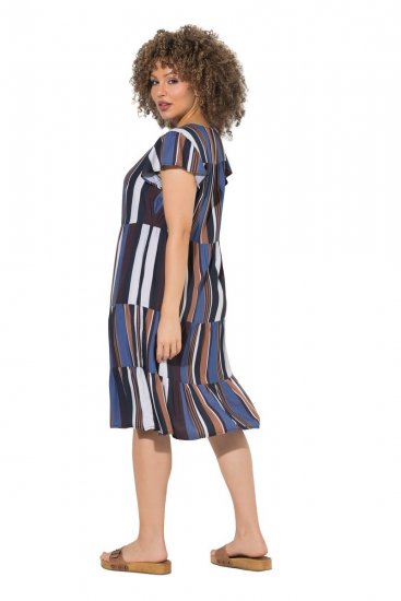 Ulla Popken 852771 Rochie în dungi cu volane Bleumarin - Rochii - Rochii pentru toate mărimile