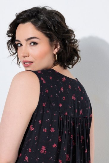 Ulla Popken 852824 Rochie cu flori Neagră - Rochii de vară - Rochii de vară marimi mari