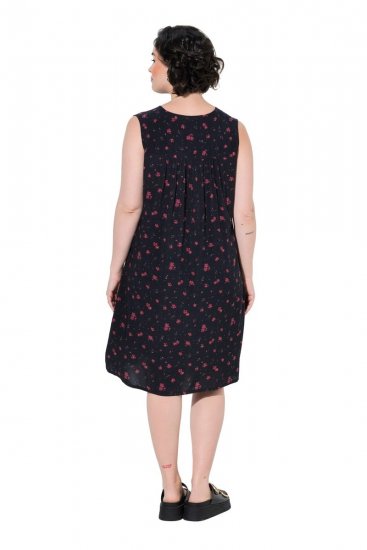 Ulla Popken 852824 Rochie cu flori Neagră - Rochii de vară - Rochii de vară marimi mari