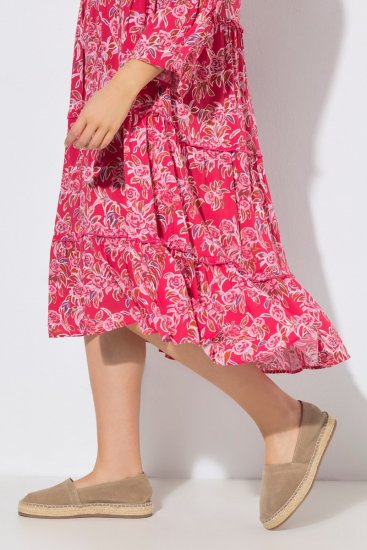 Ulla Popken 852841 Rochie cu flori și volane Magenta - Rochii midi - Rochii midi la marimi mari