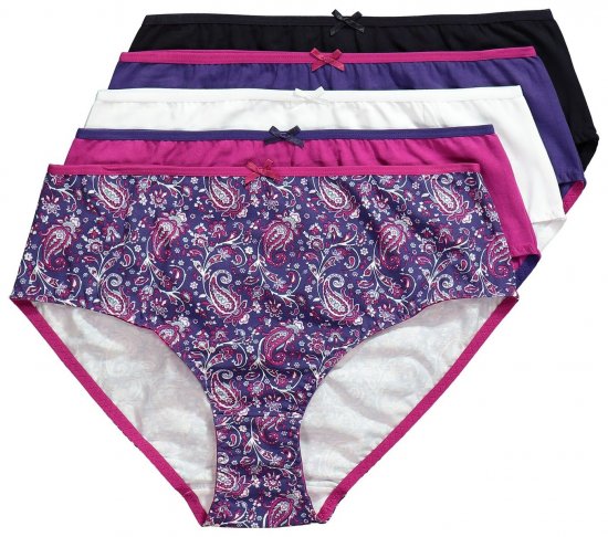 Ulla Popken 852935 Chiloți cu flori set de 5 Albastru regal - Chiloți - 