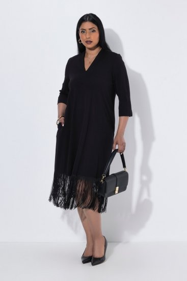 Ulla Popken 852937 Rochie din jerseu Neagră - Rochii din jerseu - 