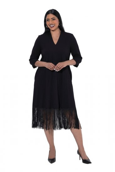 Ulla Popken 852937 Rochie din jerseu Neagră - Rochii din jerseu - 