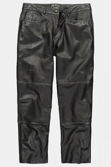 JP1880 853066 Pantaloni din piele cu buzunare mari la spate Neagră - Pantaloni din piele pentru bărbați în mărimi mari - Pantaloni din piele marimi mari