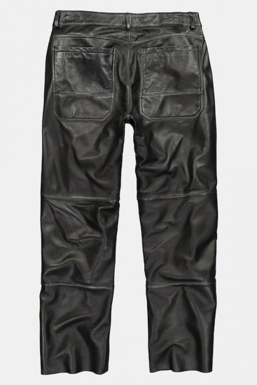 JP1880 853066 Pantaloni din piele cu buzunare mari la spate Neagră - Pantaloni din piele pentru bărbați în mărimi mari - Pantaloni din piele marimi mari