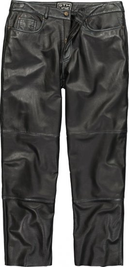 JP1880 853066 Pantaloni din piele cu buzunare mari la spate Neagră - Pantaloni din piele pentru bărbați în mărimi mari - Pantaloni din piele marimi mari