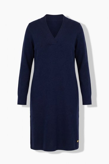 Ulla Popken 853077 Rochie tricotată cu mânecă lungă Bleumarin - Rochii tricotate - 