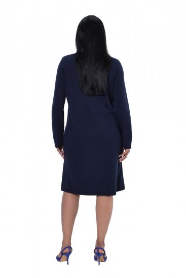 Ulla Popken 853077 Rochie tricotată cu mânecă lungă Bleumarin - Rochii tricotate - 