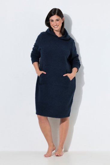 Ulla Popken 853353 Rochie de casă cu glugă Bleumarin - Pijamale/Haine de casă - 