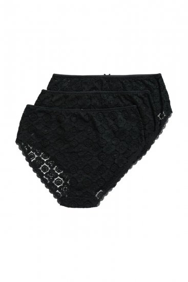Ulla Popken 853495 Chiloți cu flori set de 3 Neagră - Chiloți - 