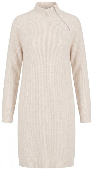 Ulla Popken 853504 Rochie tricotată cu mânecă lungă și guler înalt Alb unt - Rochii tricotate - 