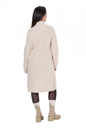 Ulla Popken 853504 Rochie tricotată cu mânecă lungă și guler înalt Alb unt - Rochii tricotate - 
