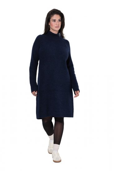 Ulla Popken 853504 Rochie tricotată cu guler înalt Bleumarin - Rochii - Rochii pentru toate mărimile