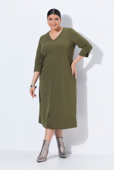 Ulla Popken 853510 Rochie midi cu buzunare Kaki - Rochii midi - Rochii midi la marimi mari