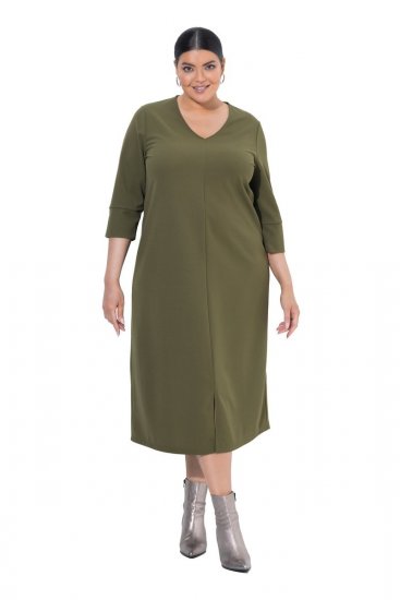 Ulla Popken 853510 Rochie midi cu buzunare Kaki - Rochii midi - Rochii midi la marimi mari