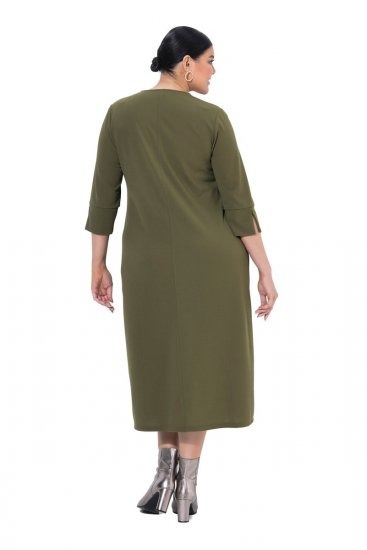 Ulla Popken 853510 Rochie midi cu buzunare Kaki - Rochii midi - Rochii midi la marimi mari