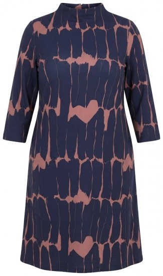 Ulla Popken 853590 Rochie din jerseu imprimată cu mânecă 3/4 Bleumarin - Rochii - Rochii pentru toate mărimile