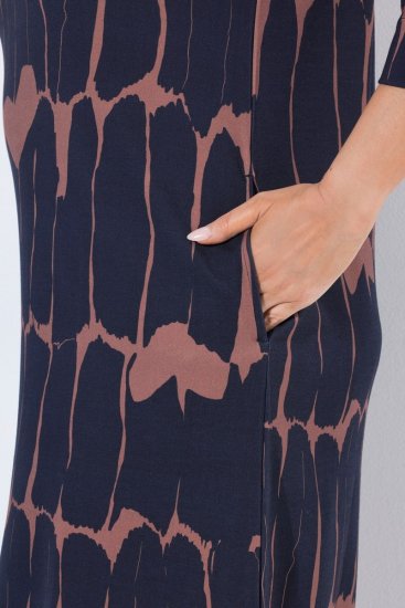 Ulla Popken 853590 Rochie din jerseu imprimată cu mânecă 3/4 Bleumarin - Rochii - Rochii pentru toate mărimile