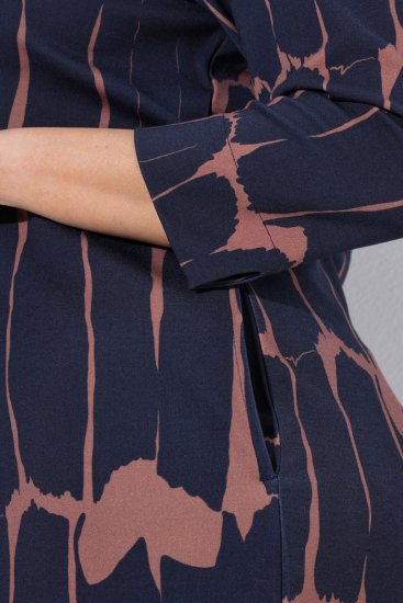 Ulla Popken 853590 Rochie din jerseu imprimată cu mânecă 3/4 Bleumarin - Rochii - Rochii pentru toate mărimile
