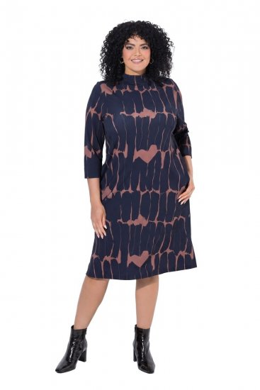 Ulla Popken 853590 Rochie din jerseu imprimată cu mânecă 3/4 Bleumarin - Rochii - Rochii pentru toate mărimile