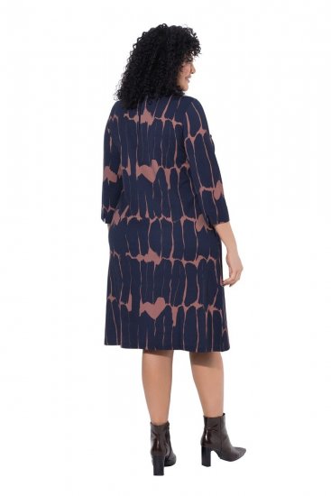 Ulla Popken 853590 Rochie din jerseu imprimată cu mânecă 3/4 Bleumarin - Rochii - Rochii pentru toate mărimile
