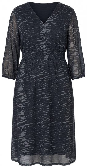 Ulla Popken 853620 Rochie midi cu imprimeu animal și mânecă 3/4 Neagră - Rochii midi - Rochii midi la marimi mari