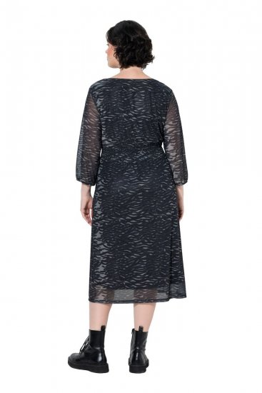 Ulla Popken 853620 Rochie midi cu imprimeu animal și mânecă 3/4 Neagră - Rochii midi - Rochii midi la marimi mari