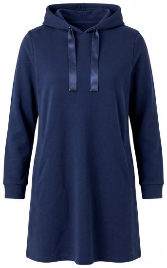Ulla Popken 853652 Rochie din catifea cu glugă Bleumarin - Rochii de seară - Rochii de seară marimi mari