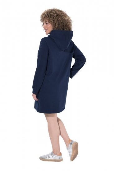 Ulla Popken 853652 Rochie din catifea cu glugă Bleumarin - Rochii de seară - Rochii de seară marimi mari