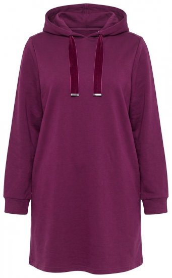 Ulla Popken 853652 Rochie hanorac cu mânecă lungă și glugă Roșu fructe de pădure - Rochii - Rochii pentru toate mărimile