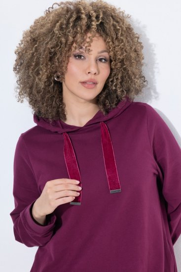 Ulla Popken 853652 Rochie hanorac cu mânecă lungă și glugă Roșu fructe de pădure - Rochii - Rochii pentru toate mărimile