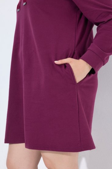 Ulla Popken 853652 Rochie hanorac cu mânecă lungă și glugă Roșu fructe de pădure - Rochii - Rochii pentru toate mărimile