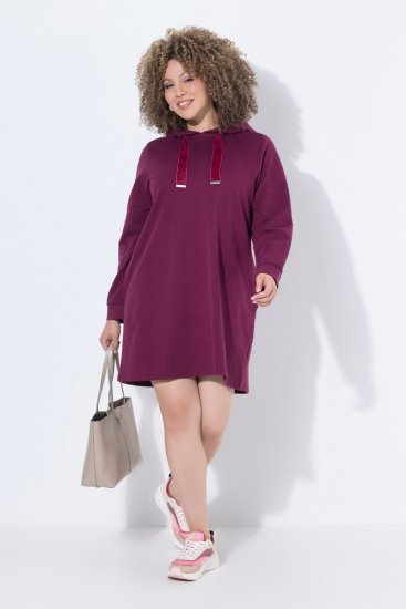 Ulla Popken 853652 Rochie hanorac cu mânecă lungă și glugă Roșu fructe de pădure - Rochii - Rochii pentru toate mărimile